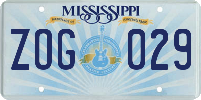 MS license plate ZOG029