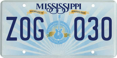 MS license plate ZOG030
