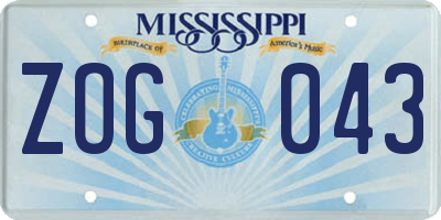 MS license plate ZOG043