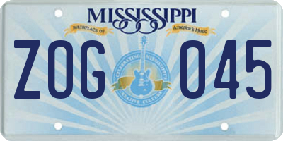 MS license plate ZOG045
