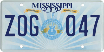 MS license plate ZOG047