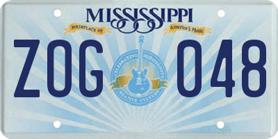 MS license plate ZOG048