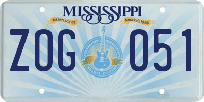 MS license plate ZOG051