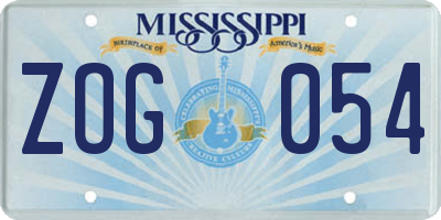 MS license plate ZOG054