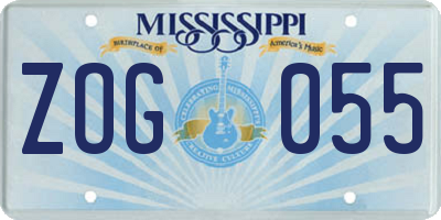 MS license plate ZOG055