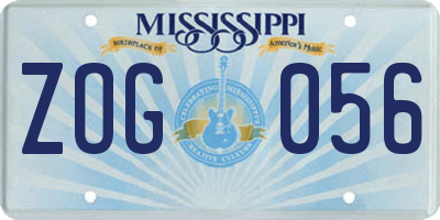 MS license plate ZOG056
