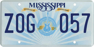 MS license plate ZOG057