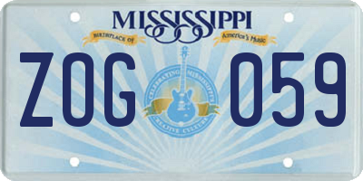 MS license plate ZOG059