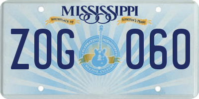 MS license plate ZOG060