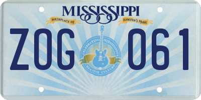MS license plate ZOG061