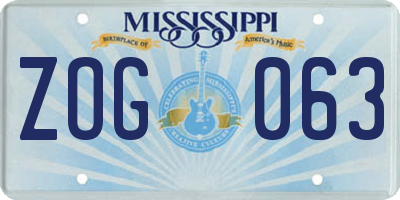 MS license plate ZOG063