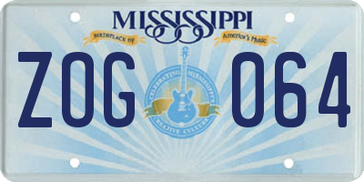 MS license plate ZOG064