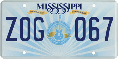 MS license plate ZOG067