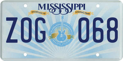 MS license plate ZOG068