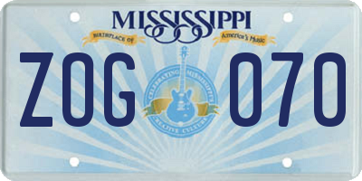 MS license plate ZOG070