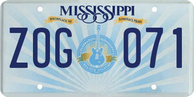 MS license plate ZOG071