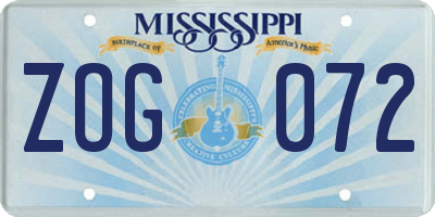MS license plate ZOG072