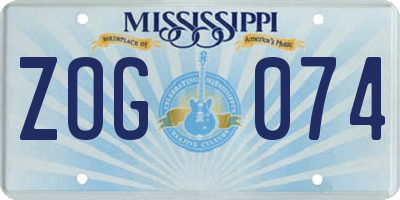 MS license plate ZOG074