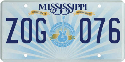 MS license plate ZOG076