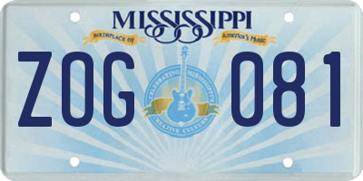 MS license plate ZOG081