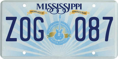 MS license plate ZOG087