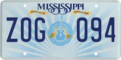 MS license plate ZOG094