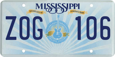 MS license plate ZOG106