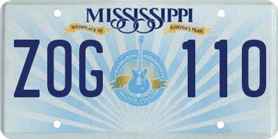 MS license plate ZOG110