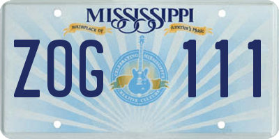 MS license plate ZOG111