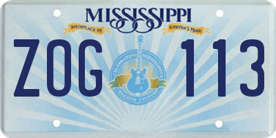 MS license plate ZOG113