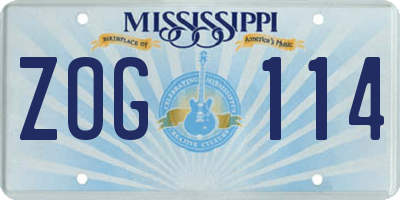 MS license plate ZOG114