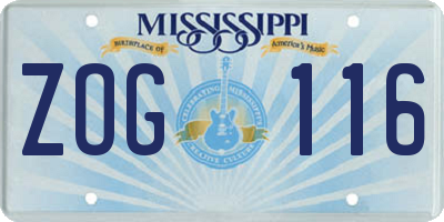 MS license plate ZOG116