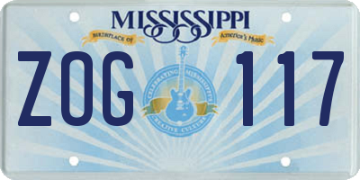 MS license plate ZOG117