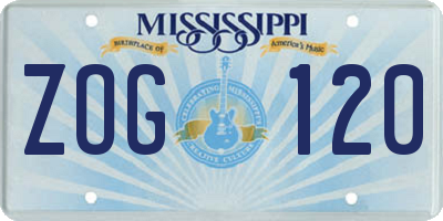 MS license plate ZOG120
