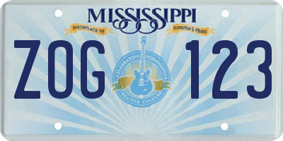 MS license plate ZOG123