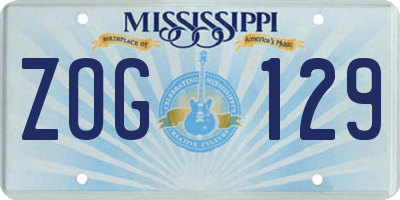 MS license plate ZOG129