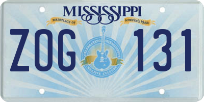 MS license plate ZOG131