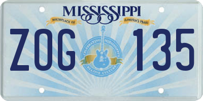 MS license plate ZOG135