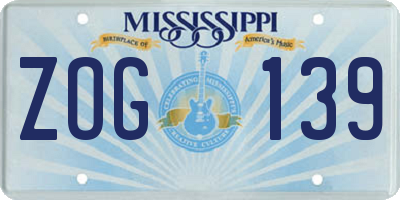 MS license plate ZOG139