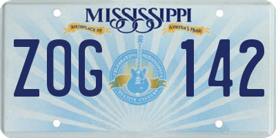 MS license plate ZOG142