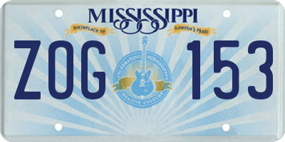 MS license plate ZOG153