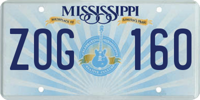 MS license plate ZOG160