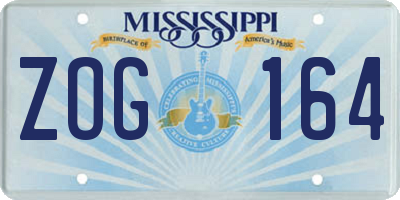 MS license plate ZOG164
