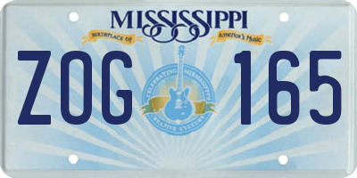MS license plate ZOG165