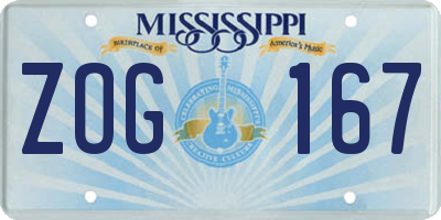 MS license plate ZOG167