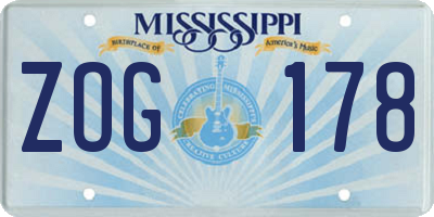 MS license plate ZOG178