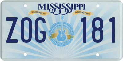 MS license plate ZOG181