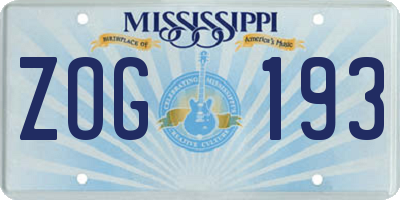 MS license plate ZOG193