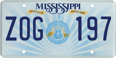 MS license plate ZOG197