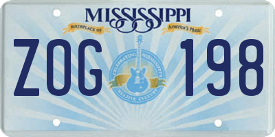 MS license plate ZOG198